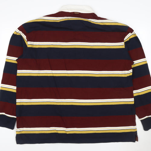 Marks and Spencer Men’s Multicoloured 2XL Striped Long Sleeve Polo
