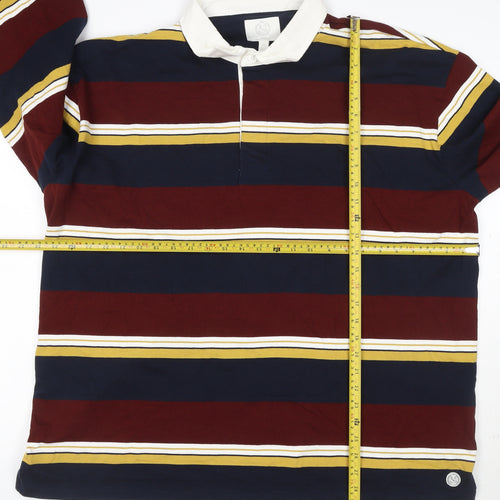 Marks and Spencer Men’s Multicoloured 2XL Striped Long Sleeve Polo