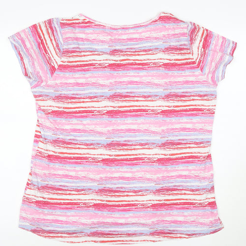 Mistral Women Pink Multicoloured V-Neck Short Sleeve T-Shirt Cotton Size 16