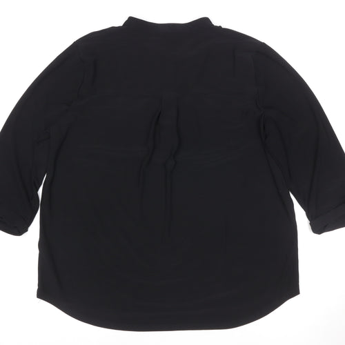 Dorothy Perkins Womens Black V-Neck Tunic Blouse Size 16 3/4 Sleeve