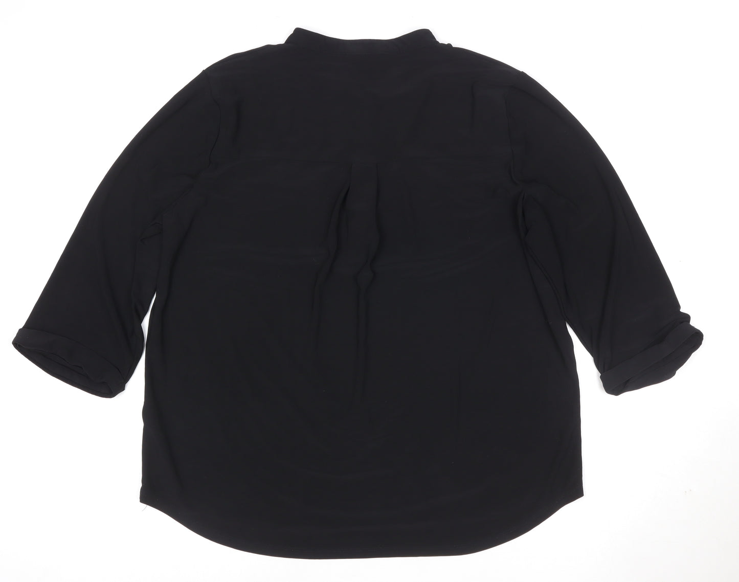 Dorothy Perkins Womens Black V-Neck Tunic Blouse Size 16 3/4 Sleeve