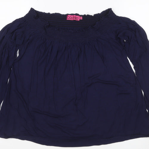Boohoo Women's Blue Off Shoulder Long Sleeve Tunic Blouse Size 16