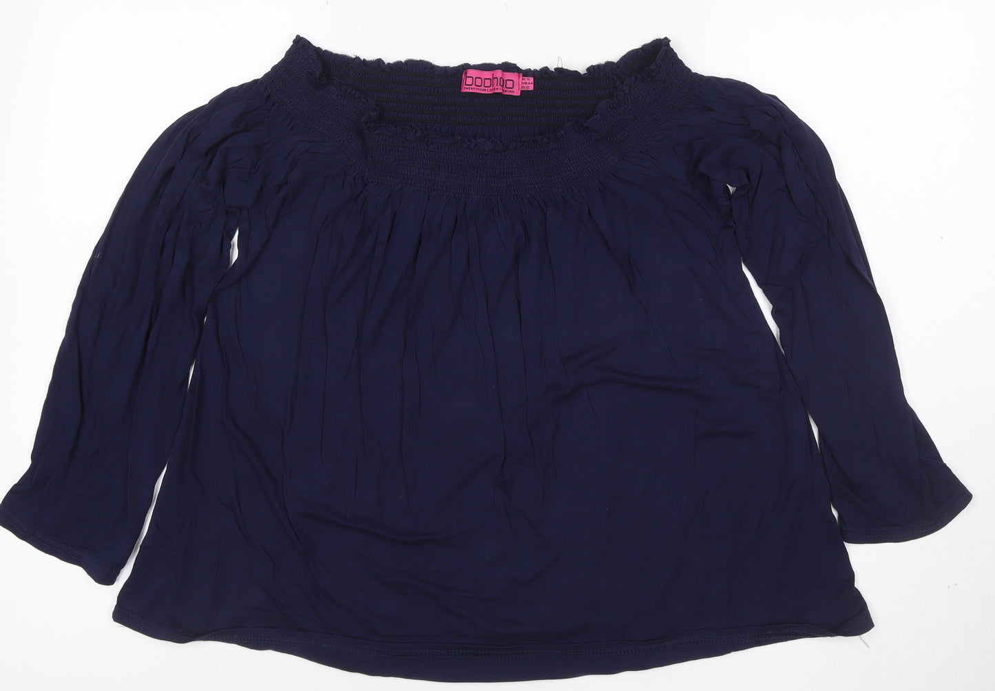 Boohoo Women's Blue Off Shoulder Long Sleeve Tunic Blouse Size 16