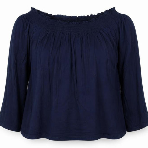 Boohoo Women's Blue Off Shoulder Long Sleeve Tunic Blouse Size 16