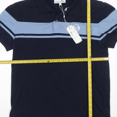 Sergio Tacchini Men's Blue Regular Fit Short Sleeve Polo L