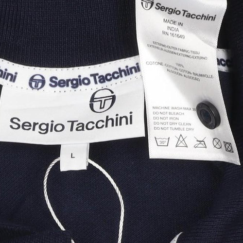 Sergio Tacchini Men's Blue Regular Fit Short Sleeve Polo L