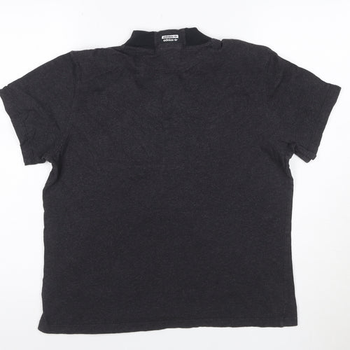 Adidas Women Black Short Sleeve Mock Neck Cotton T-Shirt Size 10