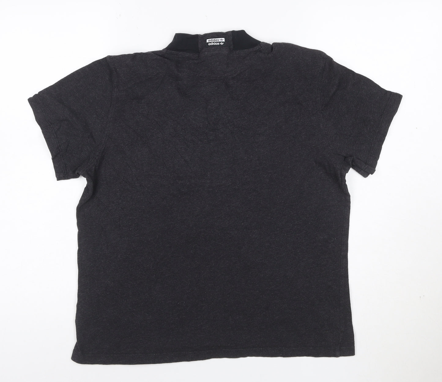 Adidas Women Black Short Sleeve Mock Neck Cotton T-Shirt Size 10
