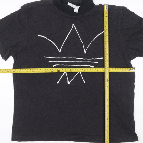 Adidas Women Black Short Sleeve Mock Neck Cotton T-Shirt Size 10
