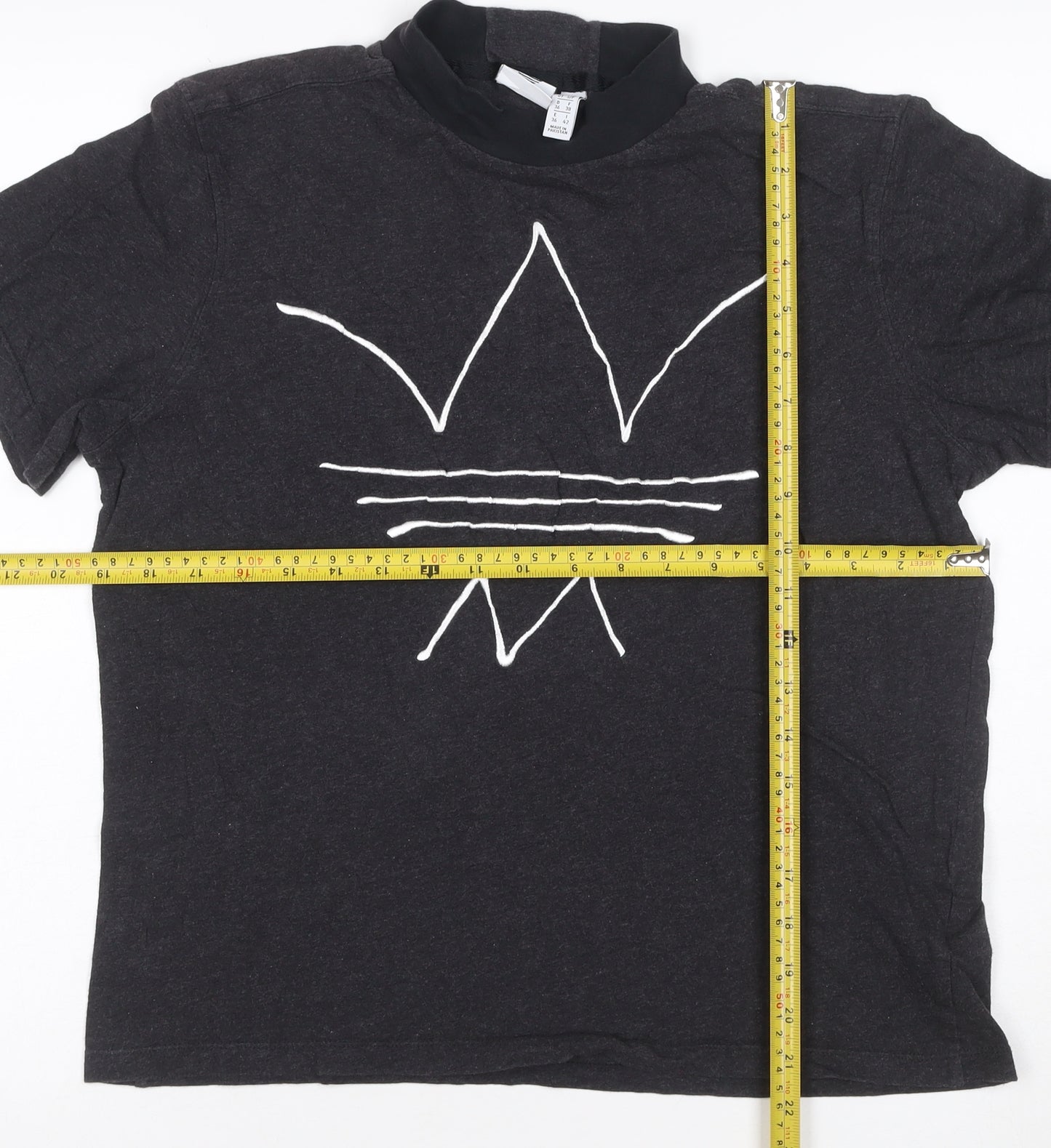 Adidas Women Black Short Sleeve Mock Neck Cotton T-Shirt Size 10