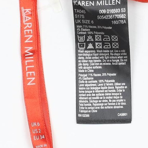 Karen Millen Women's Red Cold Shoulder Long Sleeve Zip Top Size 6