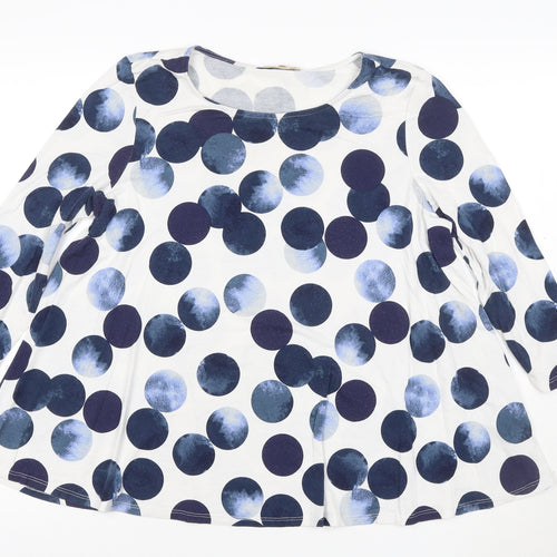 Phase Eight Women’s Blue Polka Dot 3/4 Sleeve Jersey Tunic Blouse M