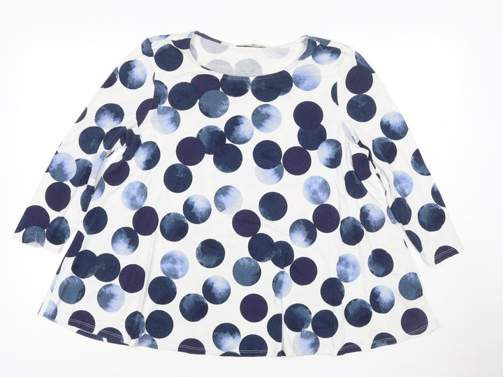 Phase Eight Women’s Blue Polka Dot 3/4 Sleeve Jersey Tunic Blouse M