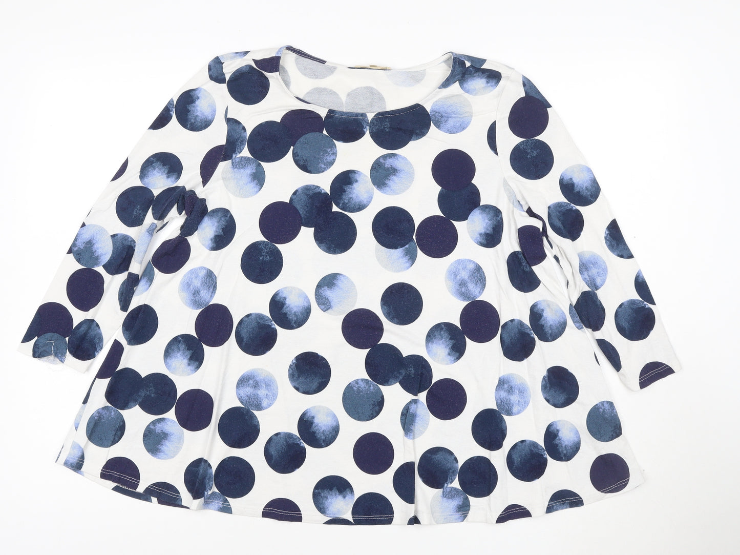 Phase Eight Women’s Blue Polka Dot 3/4 Sleeve Jersey Tunic Blouse M