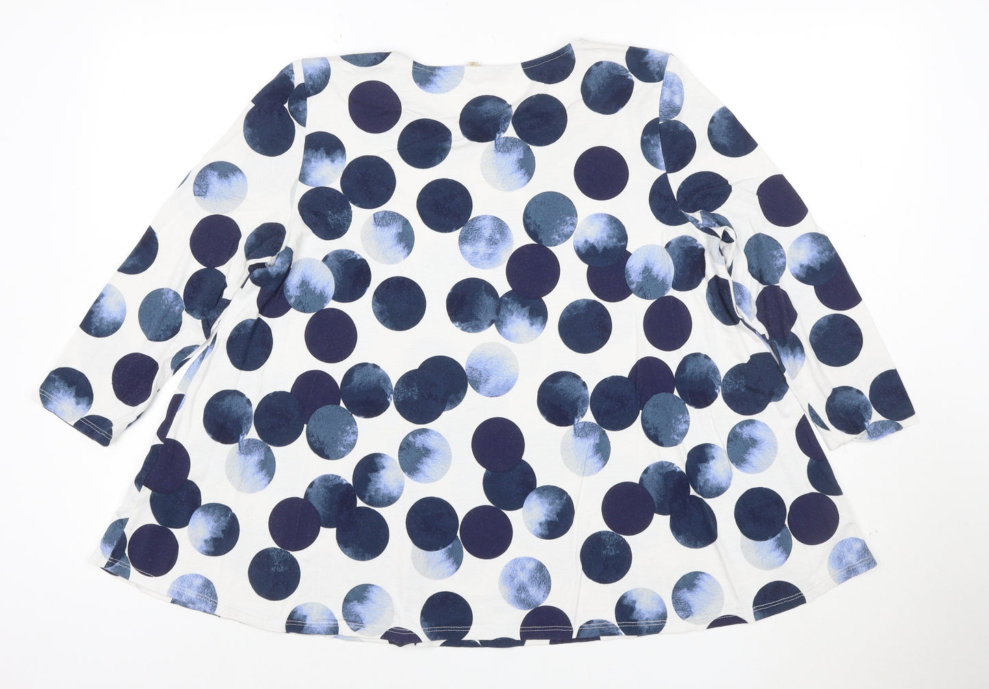 Phase Eight Women’s Blue Polka Dot 3/4 Sleeve Jersey Tunic Blouse M