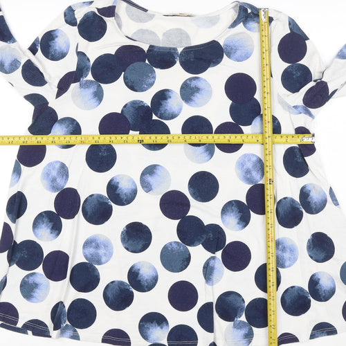 Phase Eight Women’s Blue Polka Dot 3/4 Sleeve Jersey Tunic Blouse M