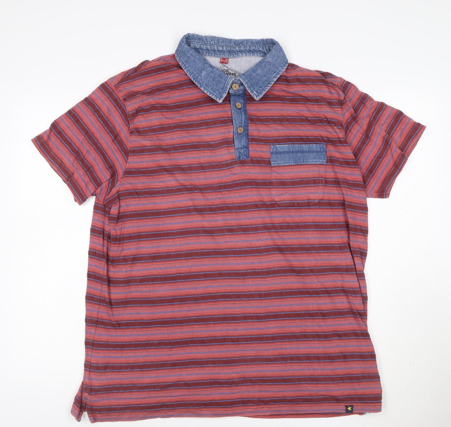 Joe Browns Men's Red Striped Short Sleeve Cotton Polo Shirt 2XL