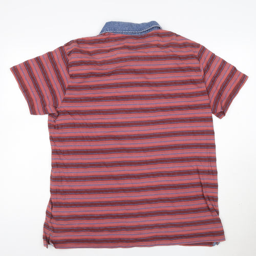 Joe Browns Men's Red Striped Short Sleeve Cotton Polo Shirt 2XL