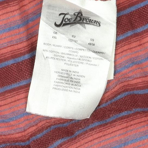 Joe Browns Men's Red Striped Short Sleeve Cotton Polo Shirt 2XL
