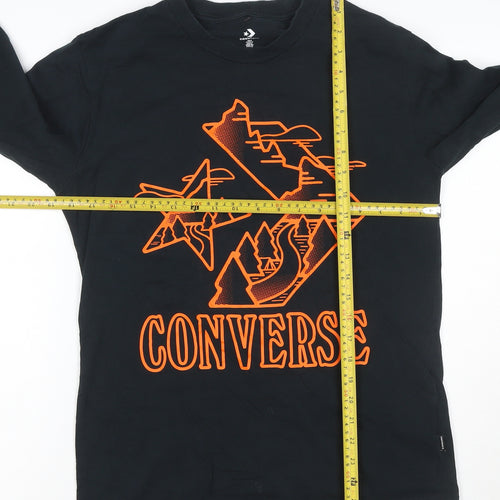 Converse Men's Black Long Sleeve Graphic Print Cotton T-Shirt M