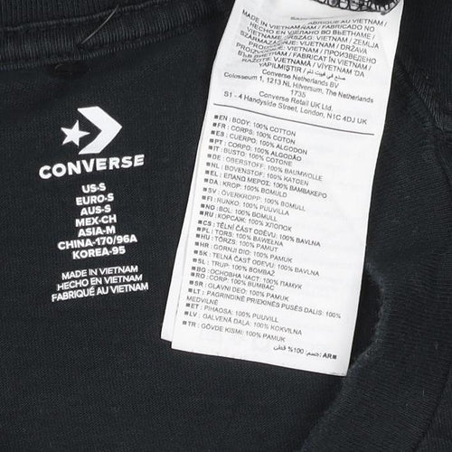 Converse Men's Black Long Sleeve Graphic Print Cotton T-Shirt M