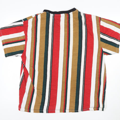 New Look Men's Multicoloured Striped LA California Crew Neck T-Shirt XL