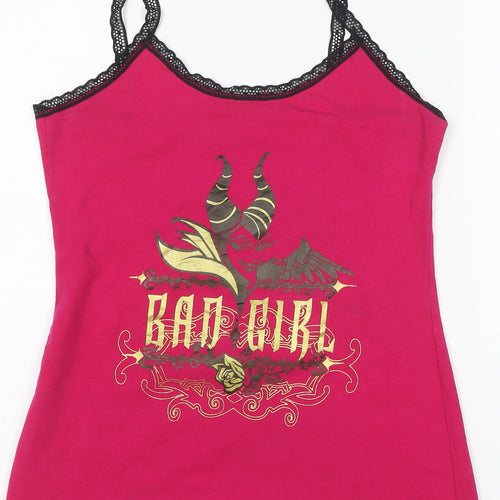 Disney Women Pink Maleficent Lace Camisole Tank Top M