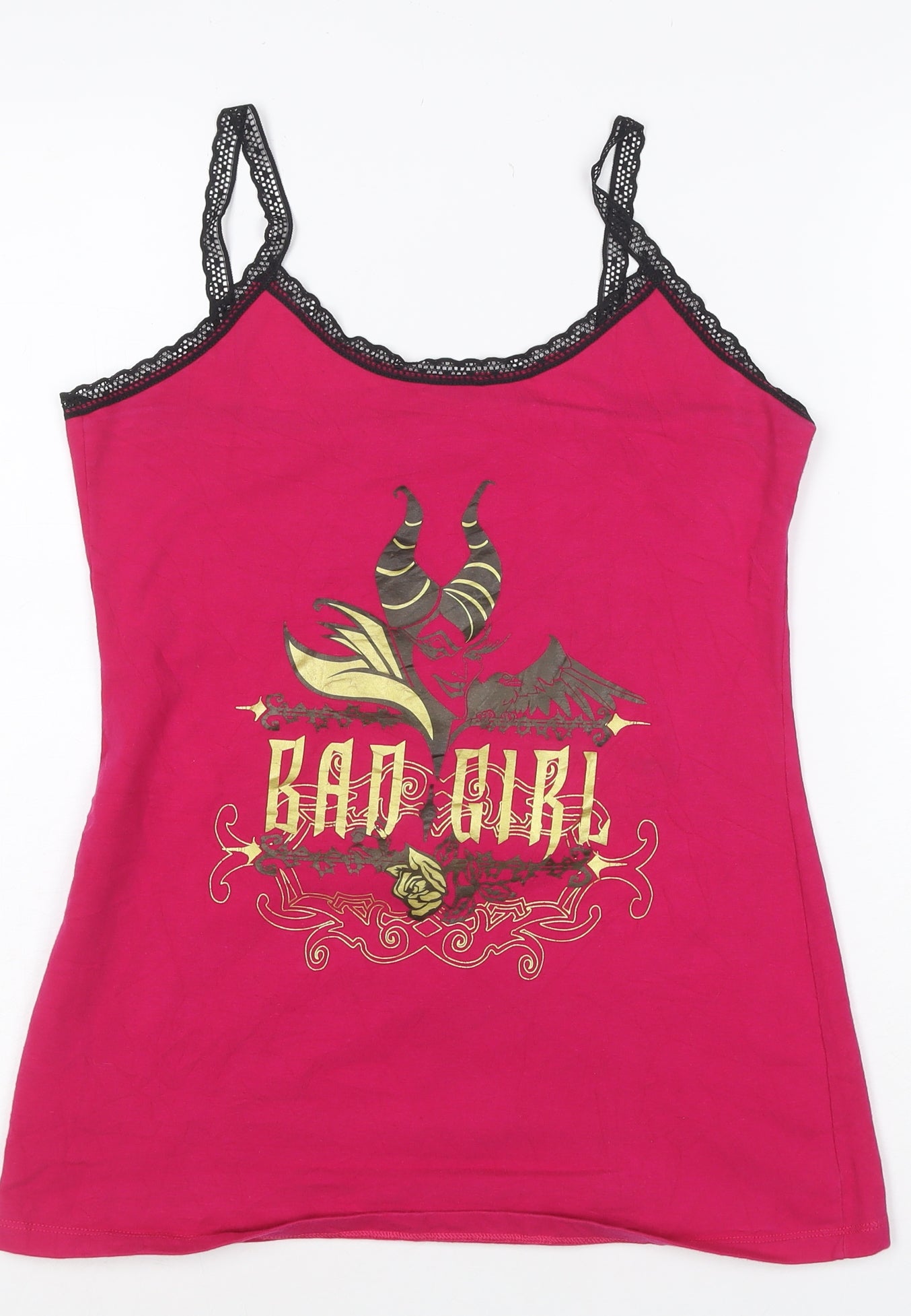 Disney Women Pink Maleficent Lace Camisole Tank Top M