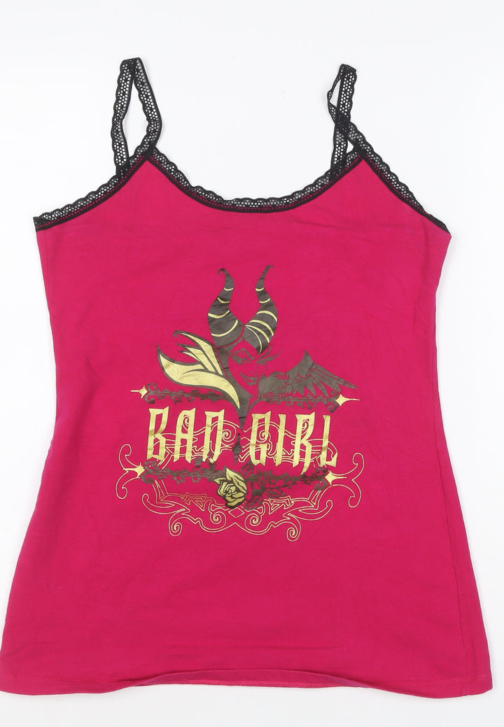 Disney Women Pink Maleficent Lace Camisole Tank Top M