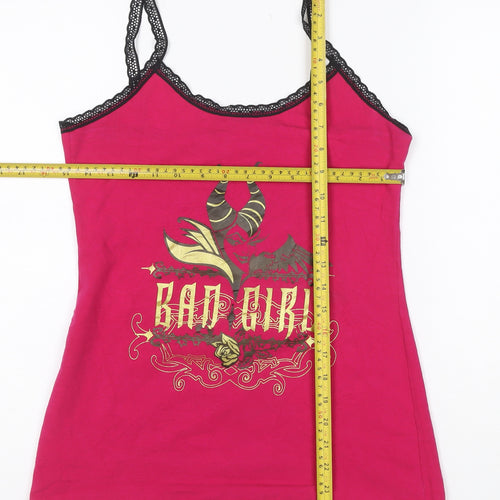 Disney Women Pink Maleficent Lace Camisole Tank Top M