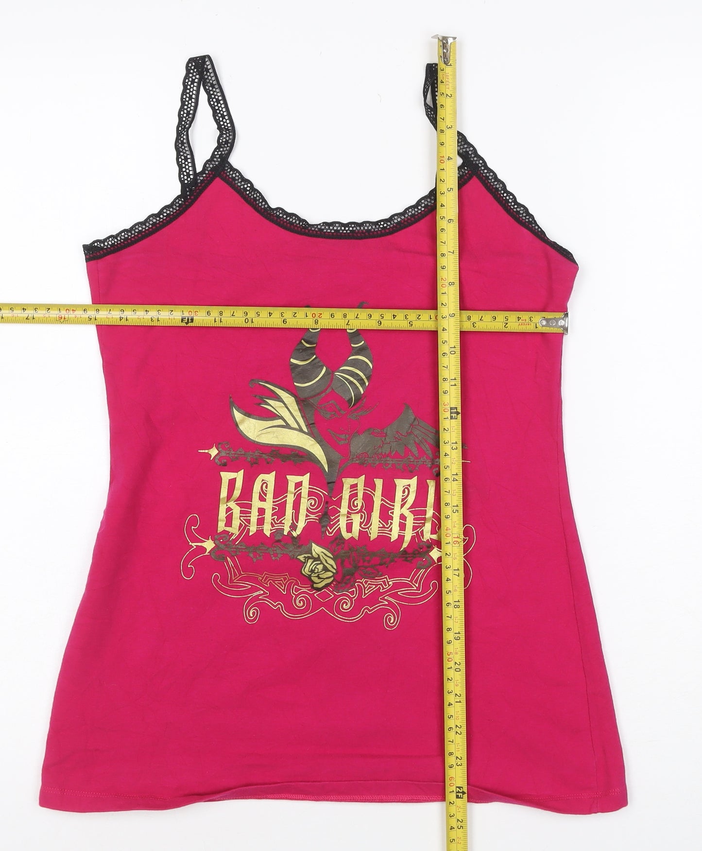 Disney Women Pink Maleficent Lace Camisole Tank Top M