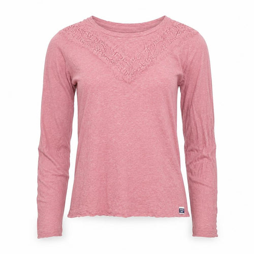 Superdry Womens Pink Long Sleeve Lace Jersey Top Size 10