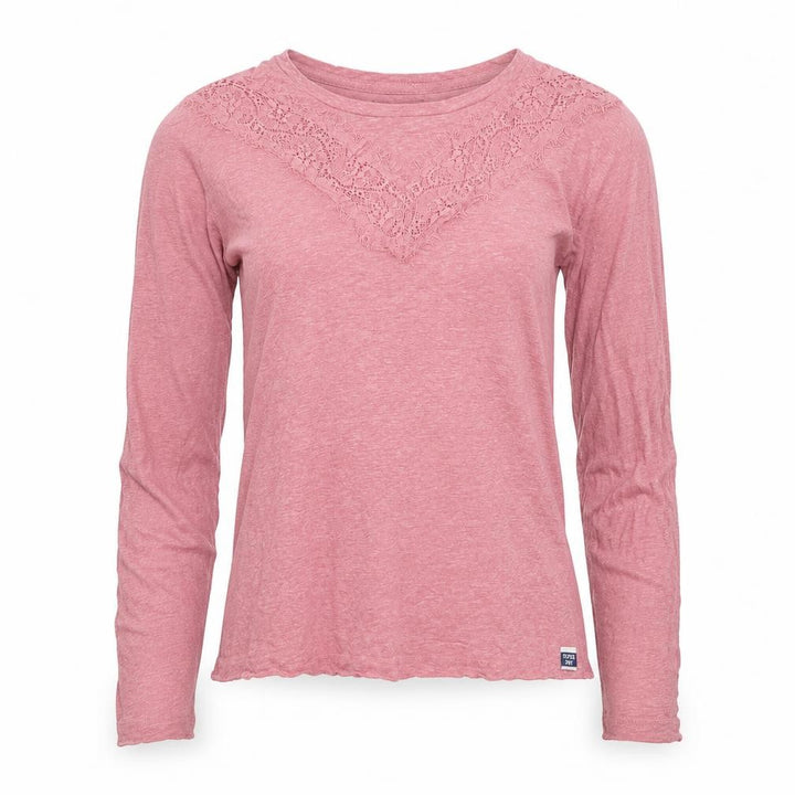 Superdry Womens Pink Long Sleeve Lace Jersey Top Size 10