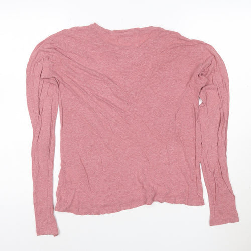 Superdry Womens Pink Long Sleeve Lace Jersey Top Size 10