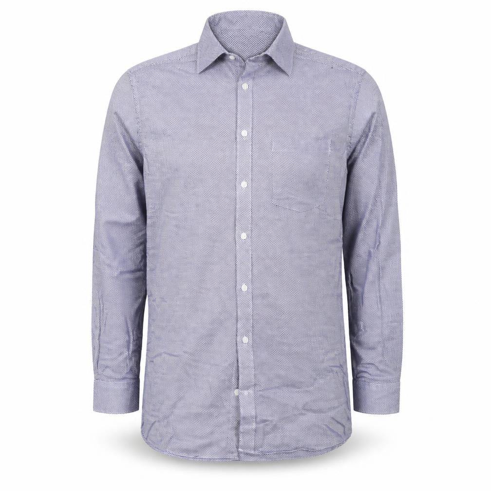 Front view of Marks & Spencer Men’s Blue Regular Fit 16 Button-Up Long Sleeve Cotton Shirt