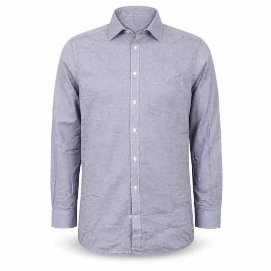 Front view of Marks & Spencer Men’s Blue Regular Fit 16 Button-Up Long Sleeve Cotton Shirt