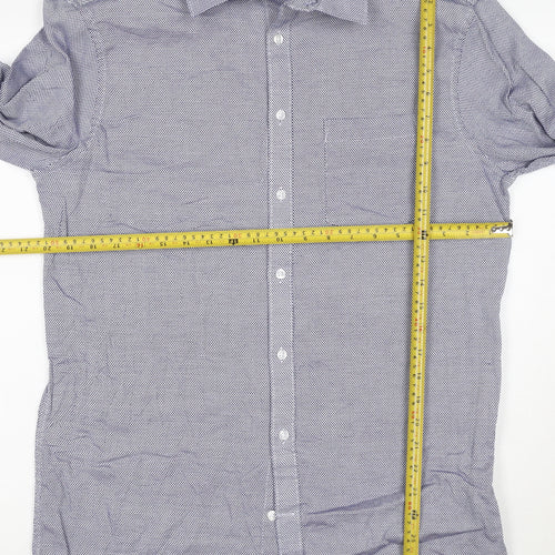 Marks and Spencer Men’s Blue Regular Fit 16 Button-Up Long Sleeve Cotton Shirt