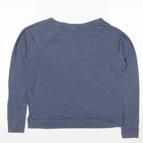 Victoria's Secret Womens Blue XS Long Sleeve Jersey T-Shirt with Lip Print