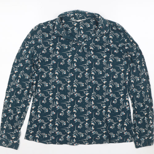 Seasalt Cornwall Women's Blue Floral Collared Cotton Tunic Blouse UK 12