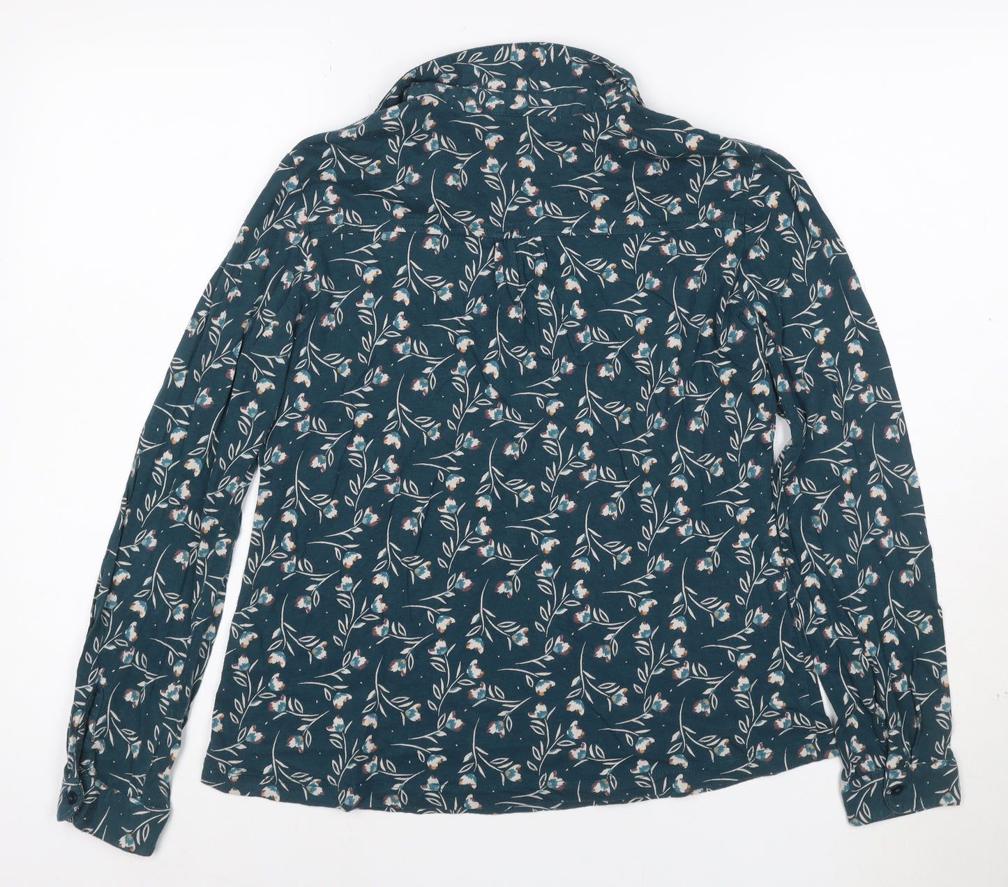 Seasalt Cornwall Women's Blue Floral Collared Cotton Tunic Blouse UK 12