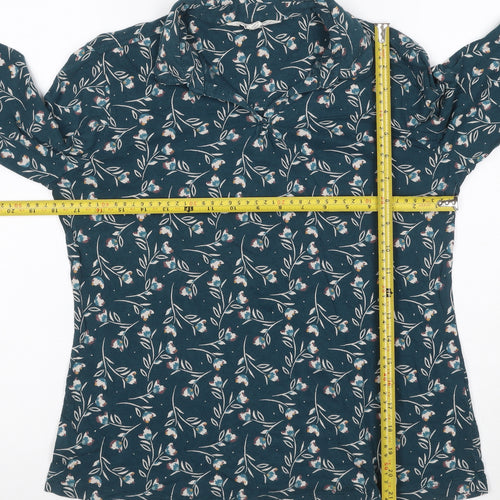 Seasalt Cornwall Women's Blue Floral Collared Cotton Tunic Blouse UK 12