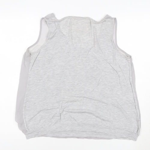 Deletta Womens Grey Size 16 Sleeveless Scoop Neck Button Tank Top
