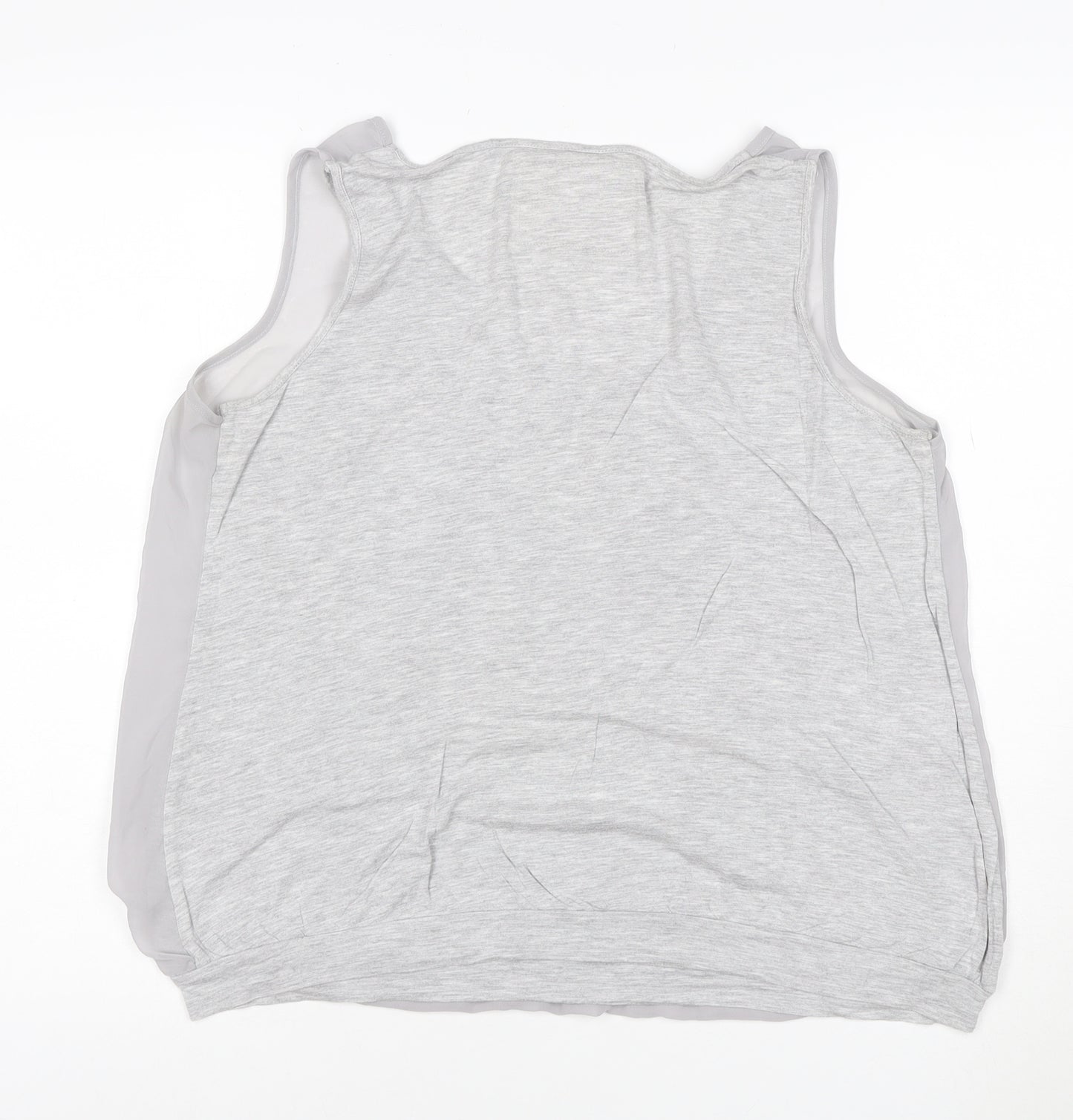 Deletta Womens Grey Size 16 Sleeveless Scoop Neck Button Tank Top