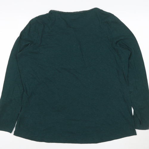 Marks and Spencer Women’s Green Long Sleeve Henley Lace Top Size 18