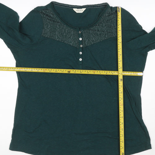 Marks and Spencer Women’s Green Long Sleeve Henley Lace Top Size 18