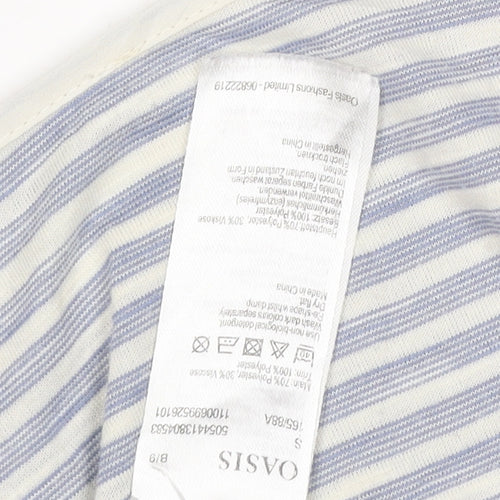 Oasis Women’s Blue Striped Boat Neck Short Sleeve T-Shirt Size S