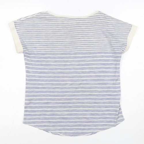 Oasis Women’s Blue Striped Boat Neck Short Sleeve T-Shirt Size S