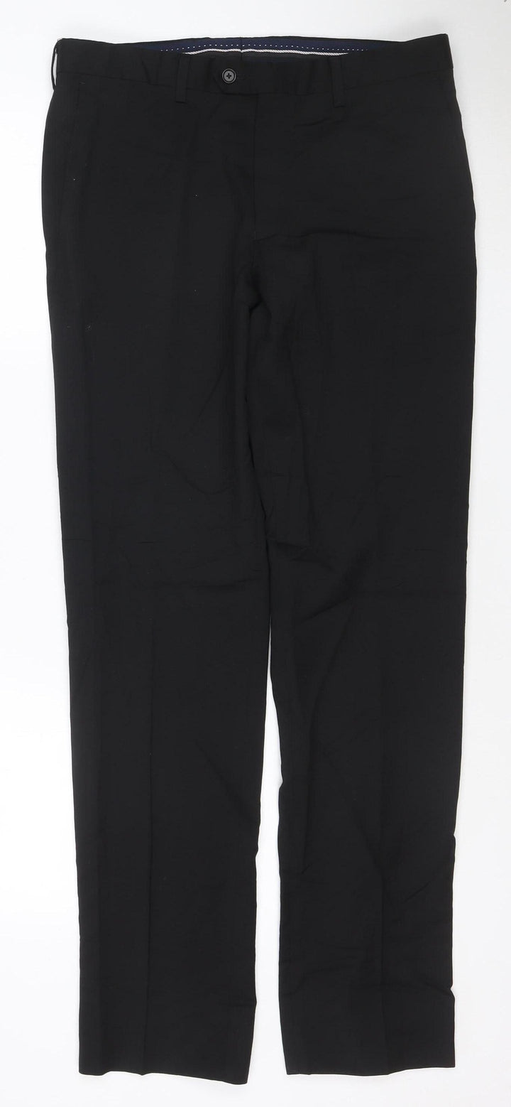 Next Men's Black Wool Formal Dress Trousers 32W 33L Regular Fit