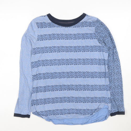 White Stuff Women's Blue Long Sleeve Cotton Striped T-Shirt UK 12
