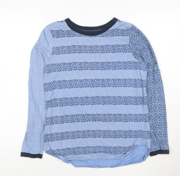 White Stuff Women's Blue Long Sleeve Cotton Striped T-Shirt UK 12